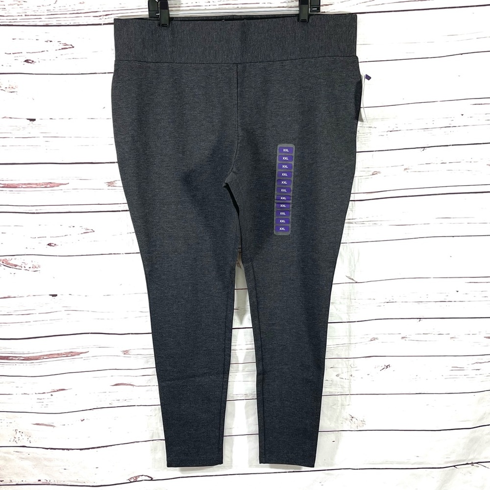 Tahari Asl Ponte Knit Pants Plus Size XXL Gray  Flat Front Stretch Skinny‎